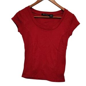 Rampage Vintage Y2K Red Scoop Neck Tee Form Fitting Cap Sleeve Top Medium